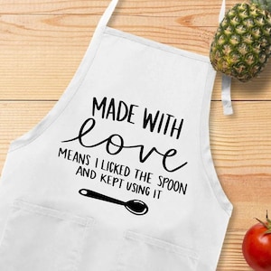 Made With Love Apron, Sarcastic Kitchen Apron, Funny Kitchen Sayings Apron, Apron Gift For Cooking Lover, Baking Apron, Kitchen Quote Apron
