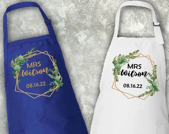 Mrs. Apron, Kitchen Bridal Shower Gift, Customized Bride Apron, Wedding Shower Gift, Bride To Be Cooking Apron, Personalized Apron Gift