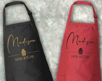 Personalized Baking Gift, Baking Apron For Women and Men, Baking Lover Gift, Custom Kitchen Gift, Baking With Love Apron, Personalized Apron