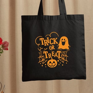 Trick or Treat Tote Bag, Halloween Kids Candy Bag, Spooky Season Shopping Bag, Ghost Eco Friendly Bag, Scary Pumpkin Tote Bag,Halloween Gift