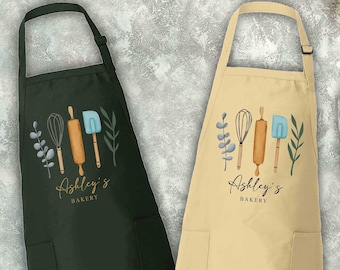 Baking Apron, Baker Gift, Customized Apron, Personalized Gift, Cute Apron For Women Men, Cute Cotton Apron, Printed Apron, Cookie Baker Gift