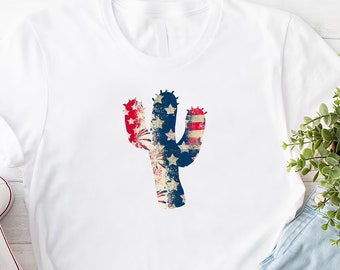 American Flag Cactus Shirt, 4th Of July Cactus Shirt, Western Patriotic Shirt, Wild And Free Cactus Shirt,Memorial Day Gift,Independence Day