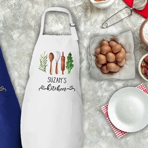 Personalized Kitchen Apron, Custom Kitchen Tools Apron, Cooking Apron With Pockets, Chef Apron Gift For Christmas, Bakers Birthday Gift