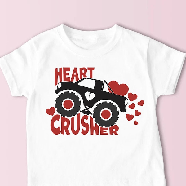 Heart Crusher Shirt, Boys Valentines Day Shirt, Monster Truck Love Shirt, Anti Valentine Kids Shirt, Gift For Boyfriend, Boys Valentine Gift