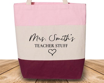 Personalized Teacher Tote Bag, Custom Teacher Tote Bag, Teacher Stuff Tote Bag, Teacher Name Tote Bag, Gift For Teachers, Teacher School Bag