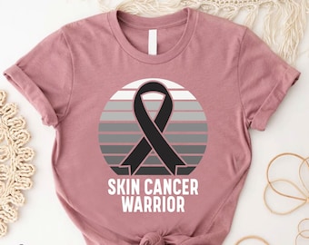 Retro Skin Cancer Warrior Shirt, Skin Cancer Awareness Tee, Black Ribbon Gift Shirt, Sun Protection Tshirt, Melanoma Cancer Survivor Gift