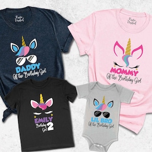 Custom Unicorn Family Shirt, Unicorn Theme Birthday Shirt,Girls Birthday Tee,Matching Family Birthday Shirts,Birthday Gift For Unicorn Lover