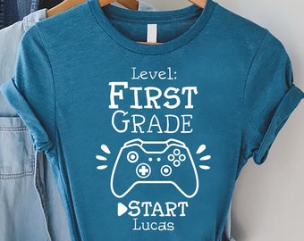 Level First Grade Start Shirt, Custom School Shirts, Personalized First Grade Shirt For Boys, 1st Day Of 1st Grade Shirt,Boys Back To School