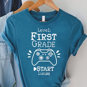 Level First Grade Start Shirt, Custom School Shirts, Personalized First Grade Shirt For Boys, 1st Day Of 1st Grade Shirt,Boys Back To School