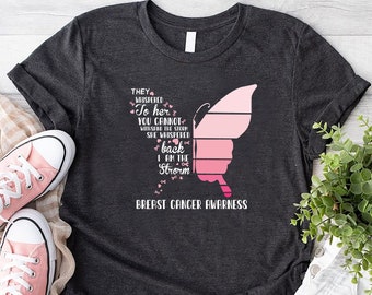 Breast Cancer Butterfly T-shirt, I am the Storm Shirt, Breast Cancer Fighter Gift, Pink Butterfly Tee,Motivational Shirt,Cancer Survivor Tee
