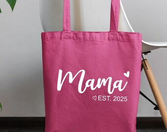 Personalized Mama Canvas Tote Bag, Custom Mom Gift