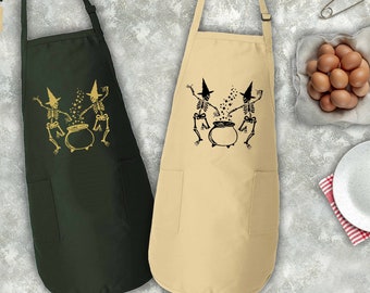 Spooky Season Apron, Dancing Skeletons Apron,Halloween Kitchen Gift,Witchy Skeletons Apron,Halloween Gift For Cookers,Halloween Baking Apron