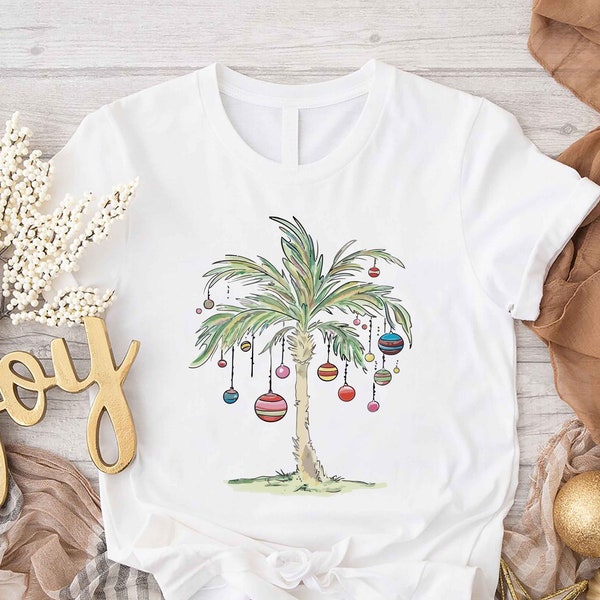 Christmas Palm Tree Shirt,Christmas Tree Tee,Gift For Christmas,Tropical Palm Christmas Tree,Christmas In Florida Tee, Beach Aloha Xmas Tree
