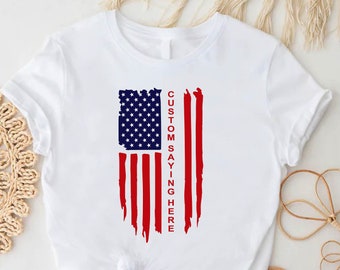 Customizable USA Tshirt, Personalized Patriotic Tshirt, American Flag Shirt, Custom American Tee, Fourth Of July Shirt, Fathers Day Gift