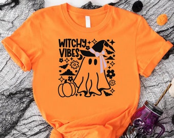 Witchy Vibes Tshirt, Halloween Witch Shirt, Spooky Season Shirt, Womens Halloween Gift Shirt, Spooky Witch Shirt, Halloween Witch Ghost Tee