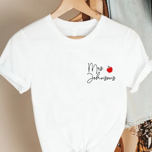 Custom Teacher Shirt, Personalized Teacher Pocket Shirt, Apple Teacher Shirt, Teacher Name Shirt, Teacher Appreciation, Gift For Teacher