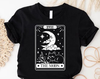 Cat Tarot Card Shirt, Mystical Moon Celestial Tee