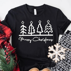 Merry Christmas Shirt, Christmas Trees Shirt, Ladies Christmas T-shirt, Merry Christmas Tee, Women&#39;s Merry Shirt, Christmas Gift For Women