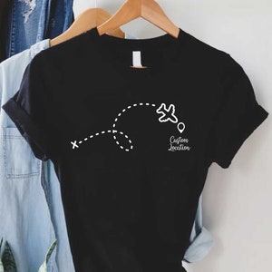 Flight To Custom Destination Shirt,Family Trip Shirt,Travel Gift,Custom Travel Shirt,Vacation Shirt,Summer Vacation Tee,Personalized Shirt