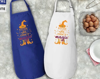 Kitchen Witch Apron, Spooky Halloween Cooking Gift, Cotton Blend