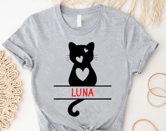 Custom Cat  Shirt, Personalized Cat Gift Shirt, Cat Owner Outfit,Gift For Cat Lover,Custom Name Pet Owner Tee,New Cat Owner Gift,Cat Mom Tee