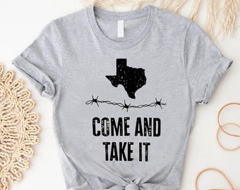 Come and Take It Texas Map Shirt, Barbed Wire Patriotic Tee