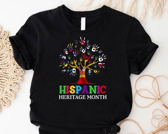 Hispanic Heritage Month Celebration Shirt,Latino Countries Hand Prints Tree Tee,Mexican Heritage Gift Shirt,Mont Latino Outfit,Hispanic Gift