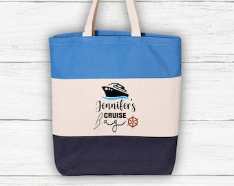 Custom Cruise Bag, Personalized Tri Color Tote Bag, Cruise Vacation Tote, Family Cruise Trip Bag, Custom Cruise Squad Tote Bag,Trip Bag Gift