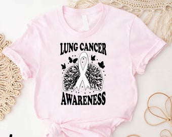 Lung Cancer Awareness Tshirt, White Ribbon Lung Cancer Fighter Shirt,Lung Cancer Support Gift Shirt, Lung Warrior Tee,Lung Cancer Month Tee
