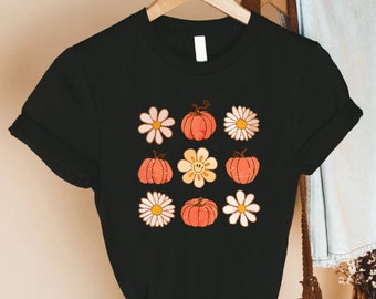 Pumpkin Season Tshirt, Floral Pumpkin Shirt, Pumpkin Lover Gift Shirt, Thanksgiving Pumpkin Tee, Fall Season Pumpkin Shirt, Fall Vibes Gift