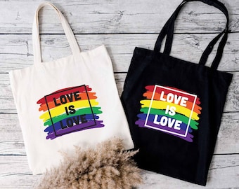 Love Is Love Tote Bag, Rainbow Bag, Love Pride Gifts, Love Wins Gifts, LGBTQ Tote Bags, Colorful Bag For Her, Rainbow Pride Tote, LGBTQ Gift