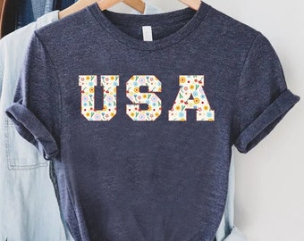 USA Floral Shirt, American Girl Shirt, Womens 4th Of July Shirt,Floral USA Flag,USA Shirt Gift For Women,Memorial Day Shirt,Independence Day
