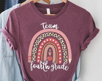 Team Fourth Grade Shirt, 4th Grade Teacher Gift, Fourth Grade Teacher Shirt, 4th Grade Squad,4th Grade Retro Rainbow Boho Shirt,Teacher Tee