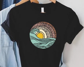 Retro Sunset Shirt, Surf Style Summer Vacation Clothing, Summer Sunset Shirt, Beach Shirt, Sunset Lover Shirt,Summer Vacation Tee,Ocean View