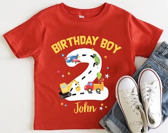 Custom Birthday Boy Shirt, Transportation Theme Birthday Party Shirt, Personalization Boys Birthday Gift, Truck Theme Birthday Party Shirt