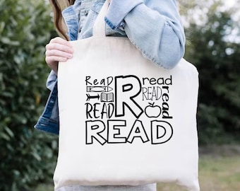 Read Tote Bag, Reading Bag, Reading Teacher Bag, Reading Lover Gift, Bookish Book Bag, Librarian Shoulder Bag, Teacher Appreciation Gift