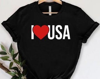 I Love USA Shirt, 4th Of July Shirt, Independence Day Shirt, USA Heart Shirt, Love America Shirt,America Lover Gift,American Patriotic Shirt