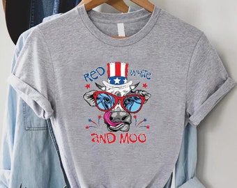 Independence Day Shirt, Red White And Moo Shirt, America Cow Shirt, 4th Of July Shirt, Cow Shirt,Patriotic Cow Shirt,Independence Day Outfit