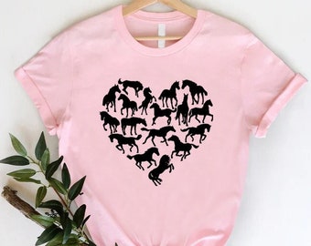 Horse Love Tshirt, Horse Heart Shirt, Horse Lover Gift Shirt, Horse Mom Shirt, Horse Owner Tee,Country Girl Gift,Western Mom Shirt,Rodeo Tee