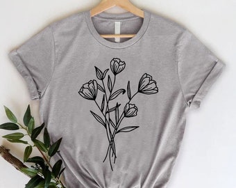 Minimalist Mom Shirt,Wildflower Shirt,Boho Mama Shirt,Flower Lover Mom Gift,Floral Shirt For Women,Aesthetic Wildflower Tee,Mothers Day Gift