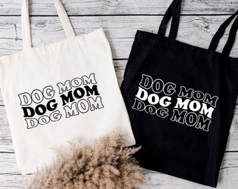 Dog Mom Canvas Tote Bag, Pet Lover Gift