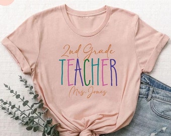 Custom 2nd Grade Teacher Tshirt, Second Grade Teacher Outfit, Teacher Thank You Gift Shirt, Personalized Teacher Gift, Hello 2nd Grade Shirt