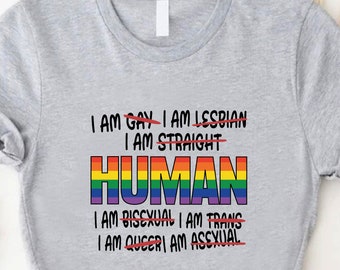Rainbow Human Rights T-Shirt, LGBTQ Pride, Equality Activist Tee