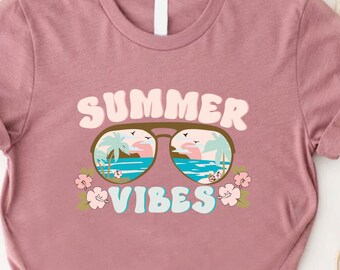 Summer Vibes T-Shirt, Tropical Palm Tree Beach Tee