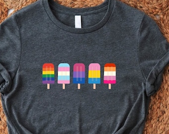 LGBTQ Pride Popsicles T-Shirt, Rainbow Ice Cream Tee