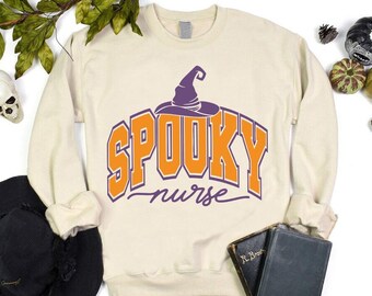 Spooky Nurse Sweatshirt,Halloween Nurse Sweater,Witchy Nurse Sweatshirt,Witch Hat Sweater,Spooky Season Sweatshirt,Halloween Nursing Sweater
