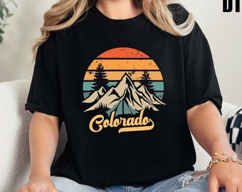 Comfort Colors®, Retro Colorado Shirt, Vintage Sunset Colorado Tee, Colorado Mountain Shirt, Colorado Traveling Shirt, Colorado Lover Gift