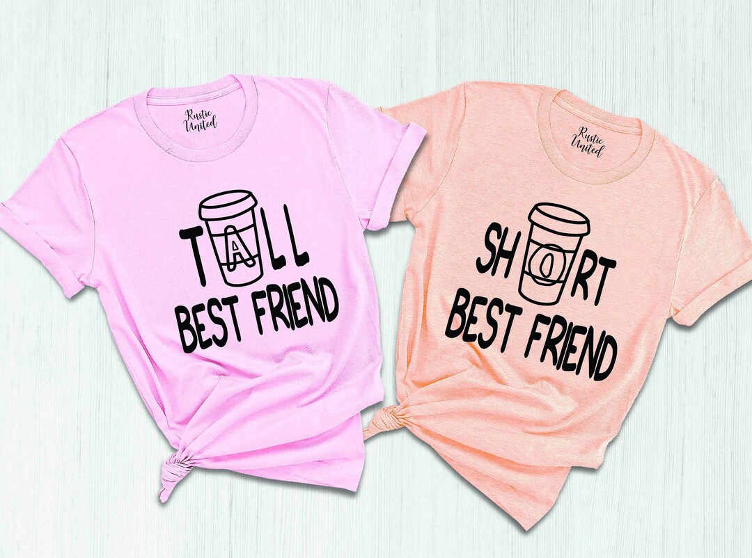 Matching Friends Tshirt, Tall Best Friend Shirt, Short Best Friend Tee, Coffee Lover Friends Tee