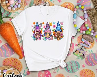 Easter Gnomes T-shirt, Bunny Cross Religious Tee, Spring Holiday Apparel