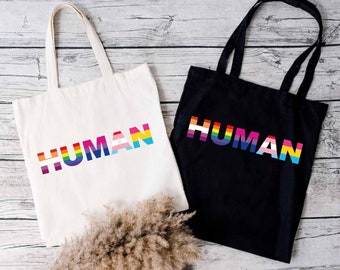 LGBTQ Human Rights Tote Bag, Equality Rainbow Gifts